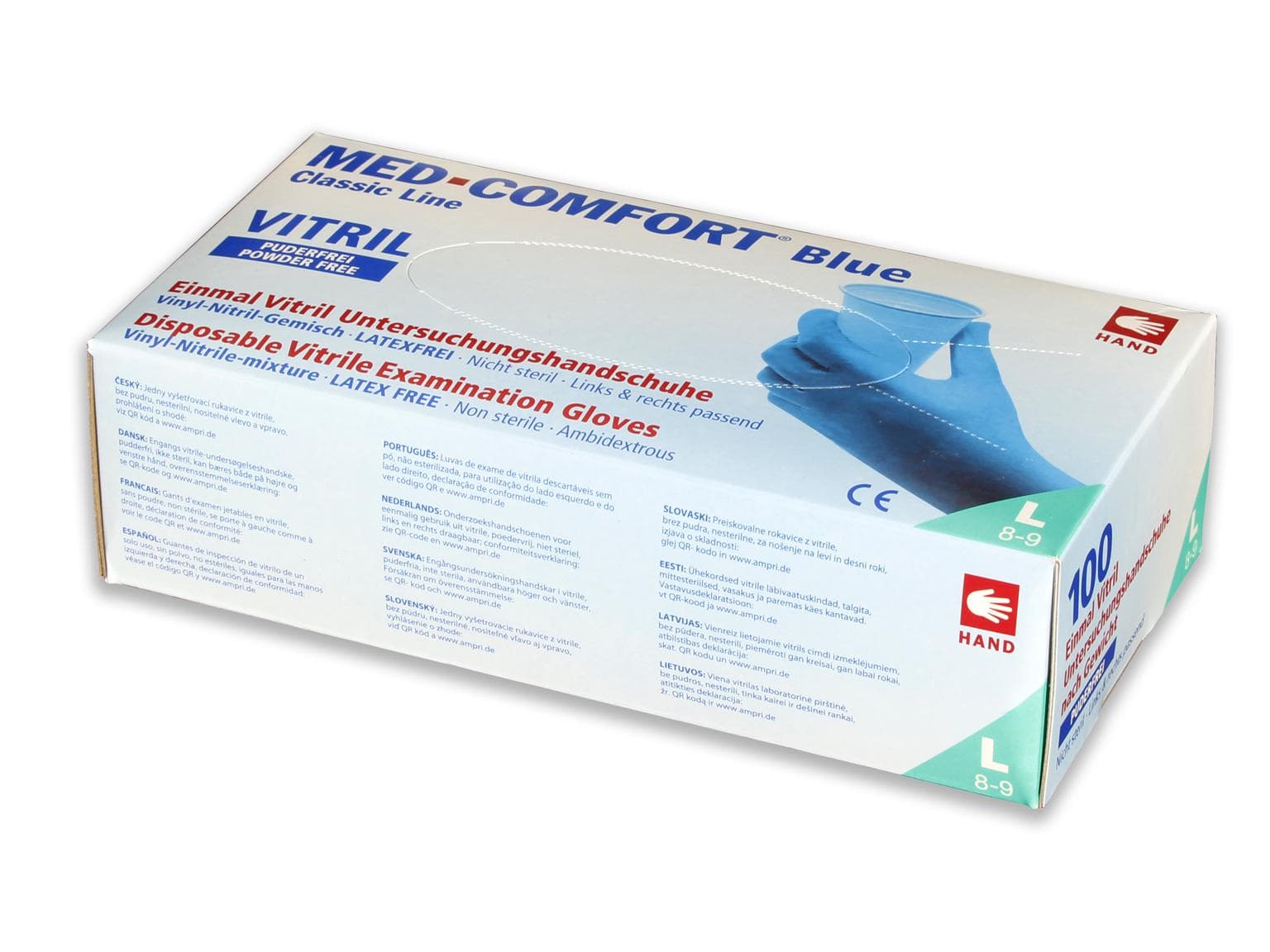 Untersuchungshandschuhe "Blue Vitril", Vinyl-Nitril-Gemisch, Grösse M, blau,