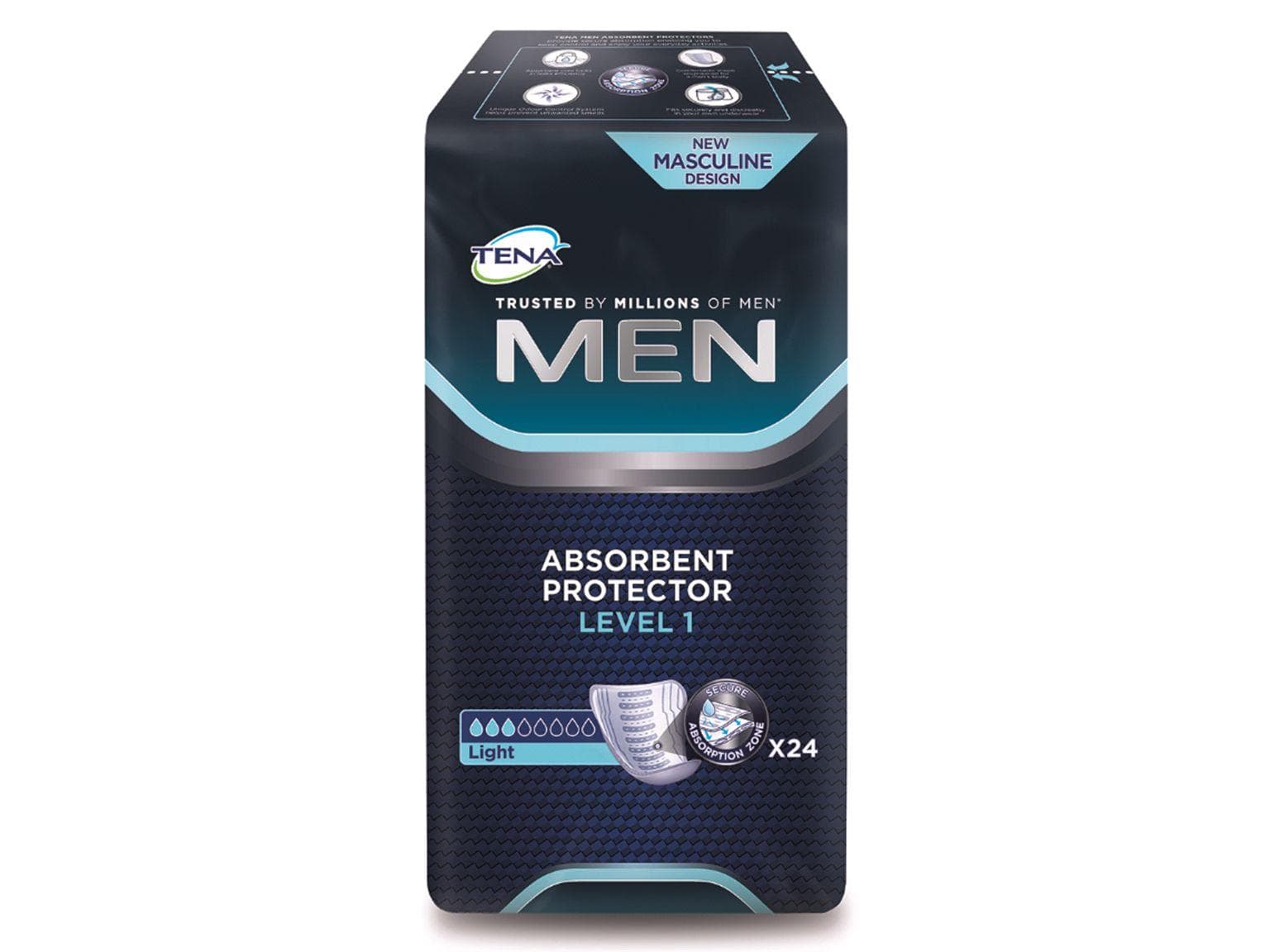 Tena Men Level 1, 19.8 x 23 cm, 275 ml, Atmungsaktive Einlagen für Männer