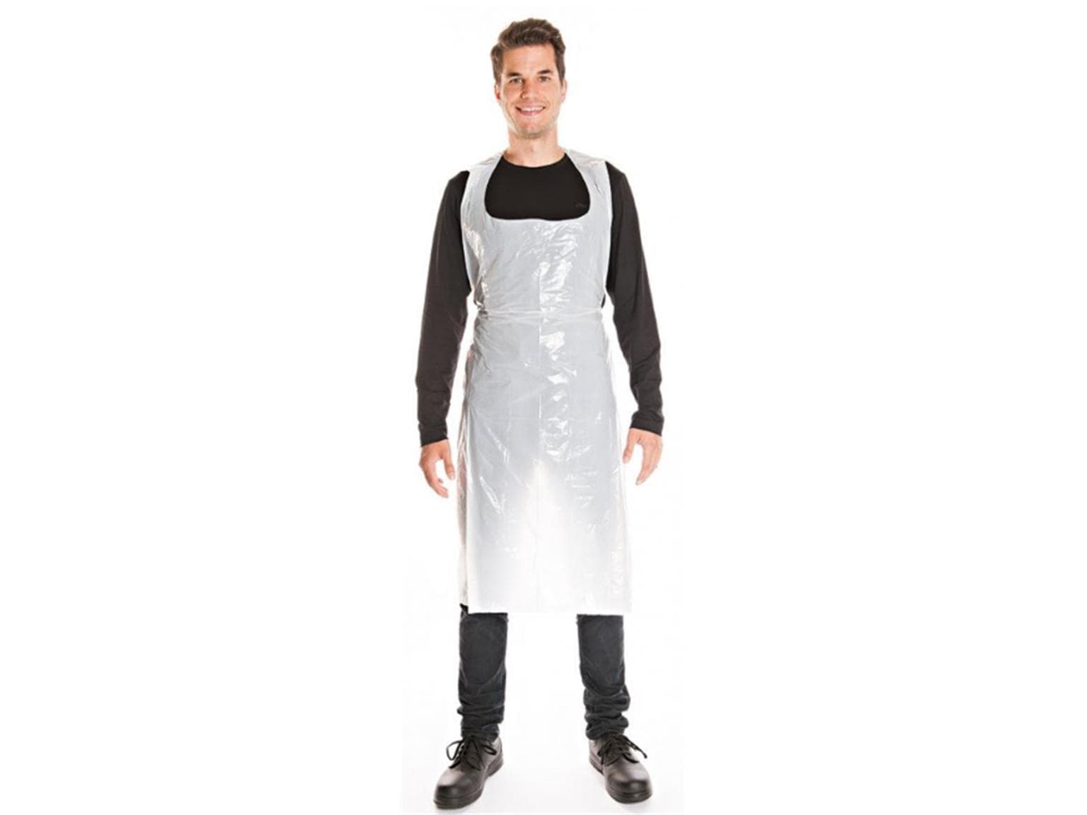 LDPE-Schürzen, 150 x 75 cm, weiss wasserdicht, geblockt, ca. 25 my