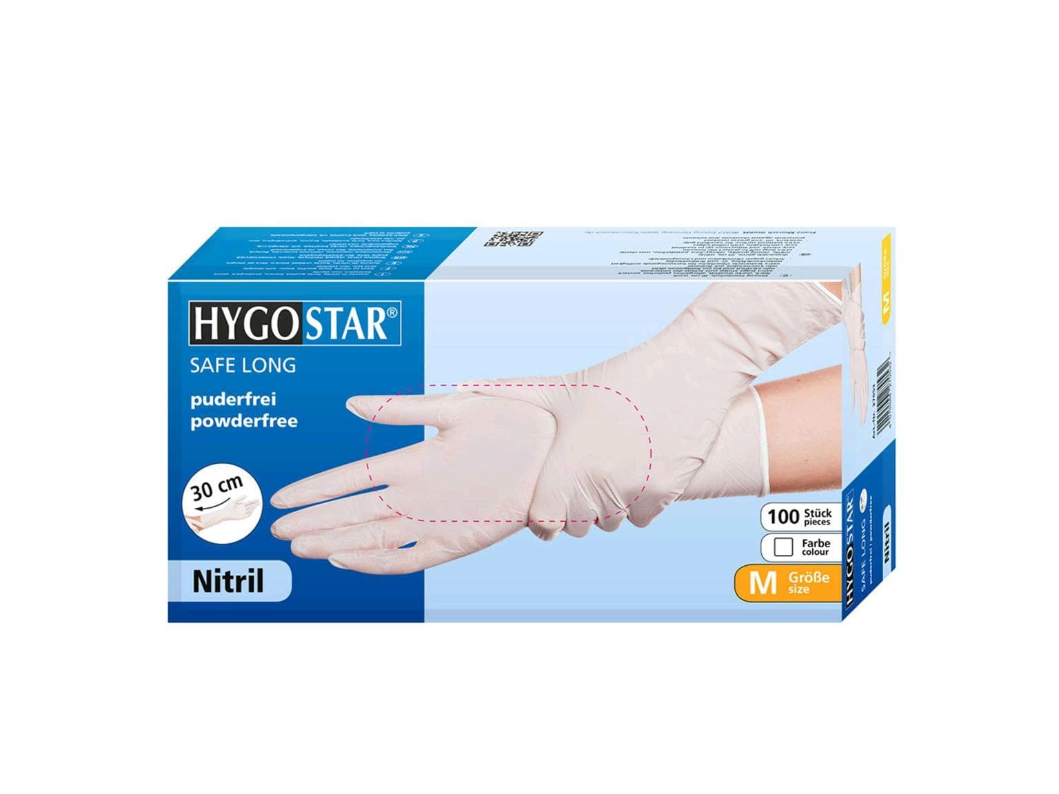 Handschuhe Nitril "SAFE Long" weiss, Grösse L, starke Qualität, 30 cm