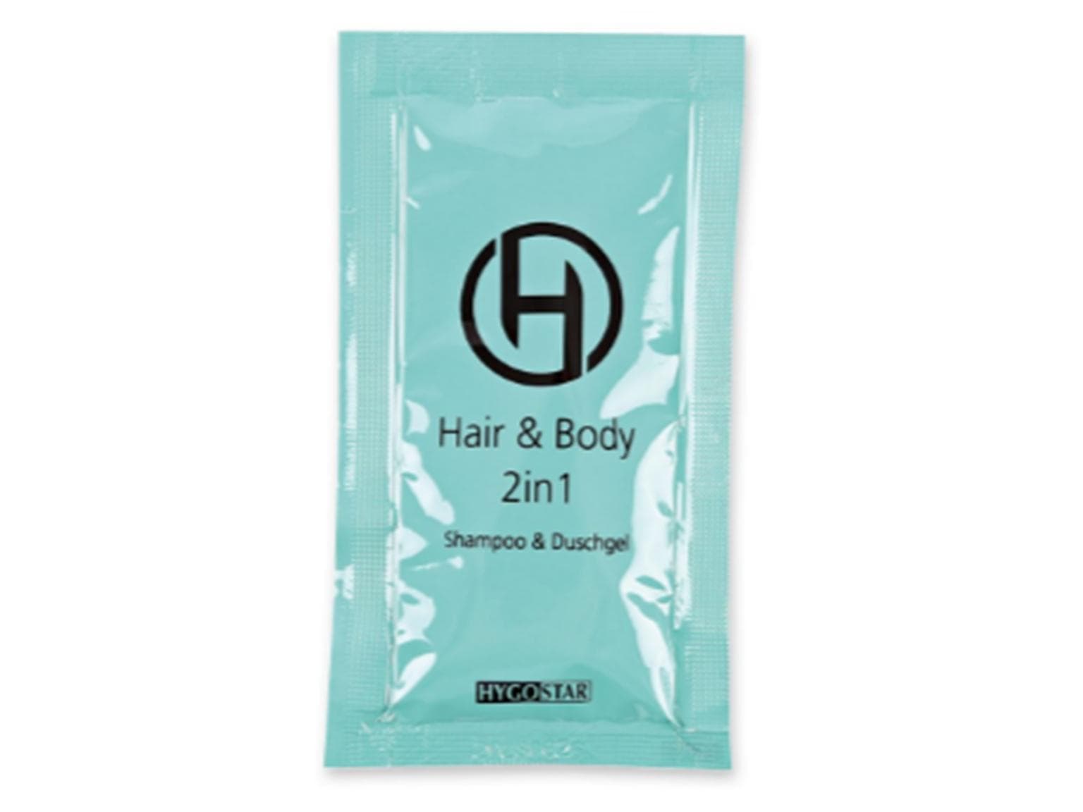 Shampoo und Duschgel Hygostar, 2in1, Sachet 12 ml, blau