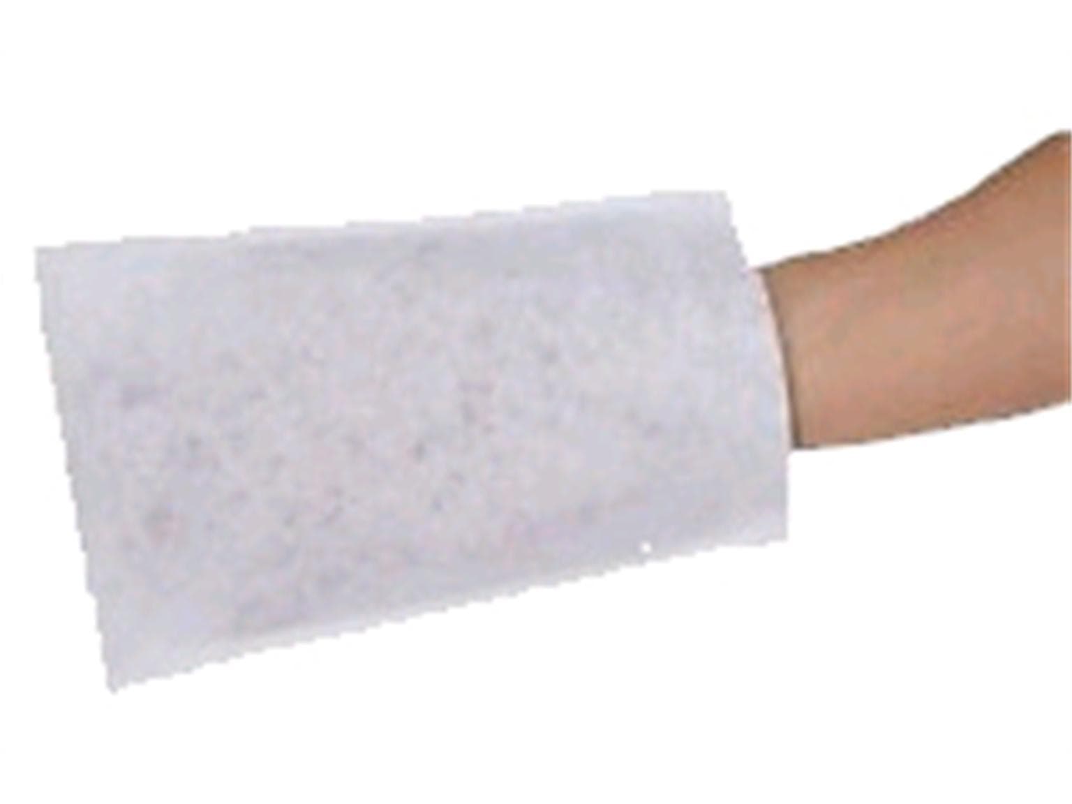 Waschhandschuh Airlaid 14.6 x 22cm,50gm2 weiss mit blauer PE-Innenbeschichtung