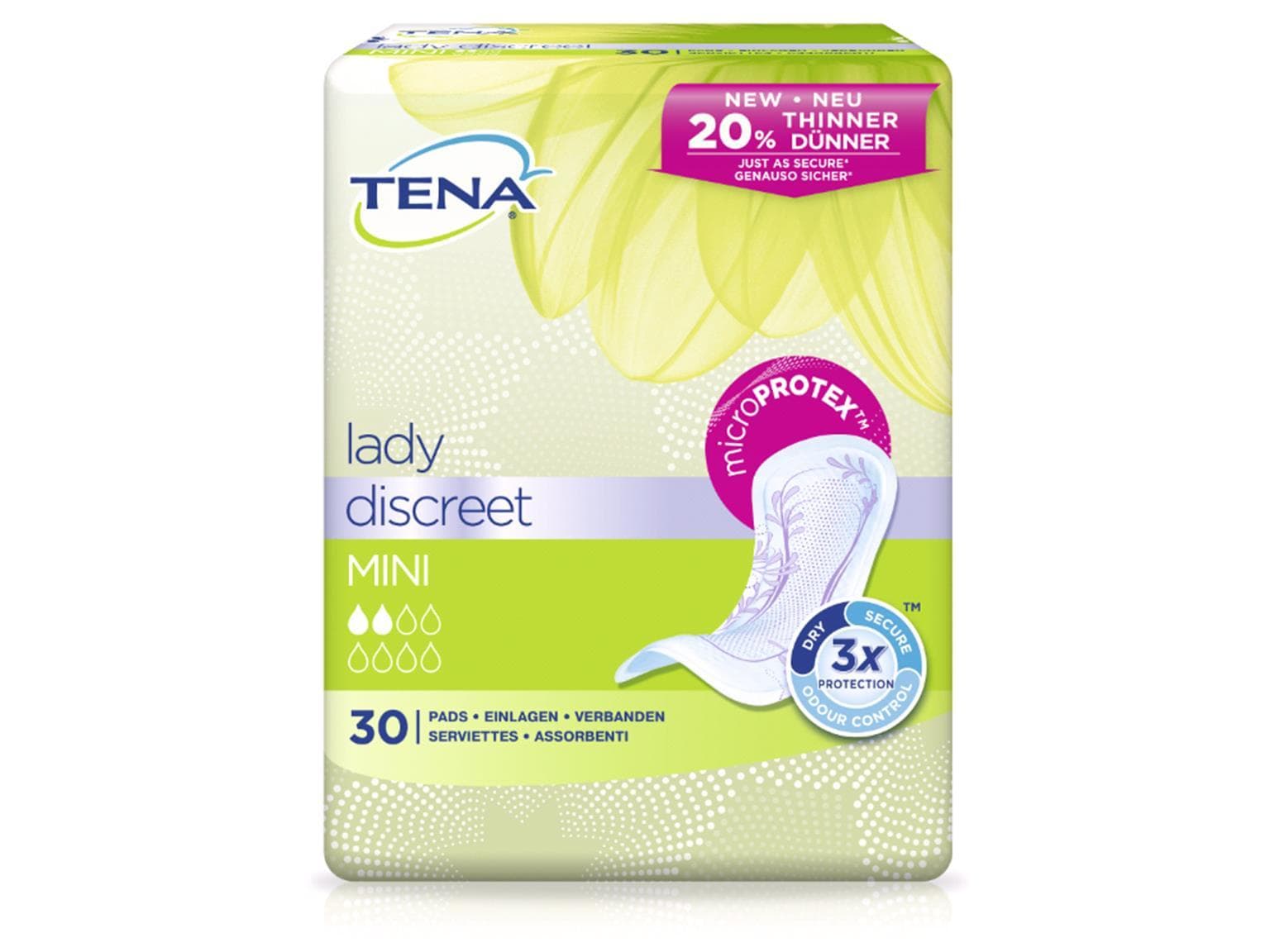 Tena Lady Discreet Mini, Dreifachschutz, mit Odour Control