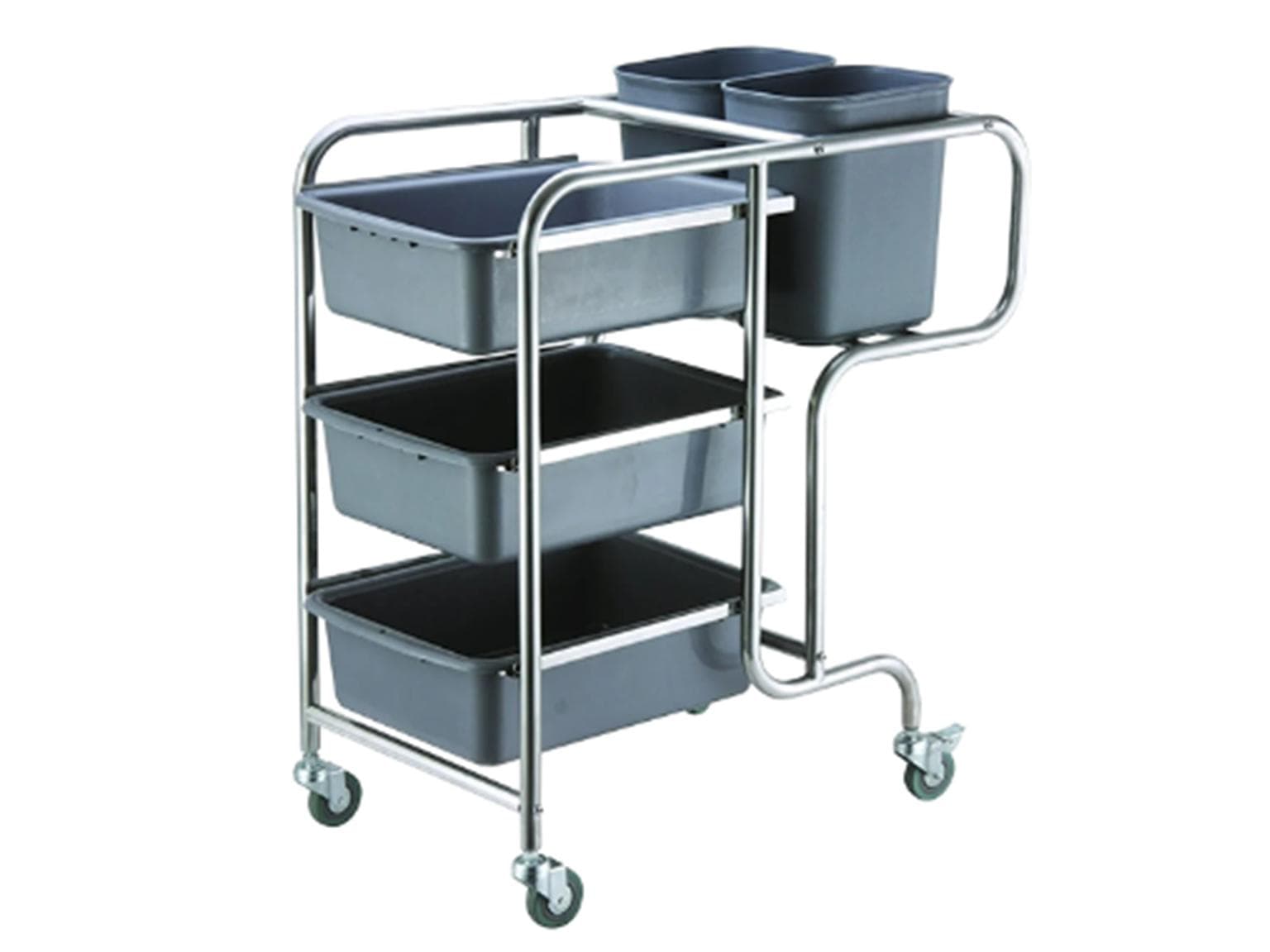 TROLLIES edelstahl Versorgungswagen mit Bremsen, 5 Plastikboxen