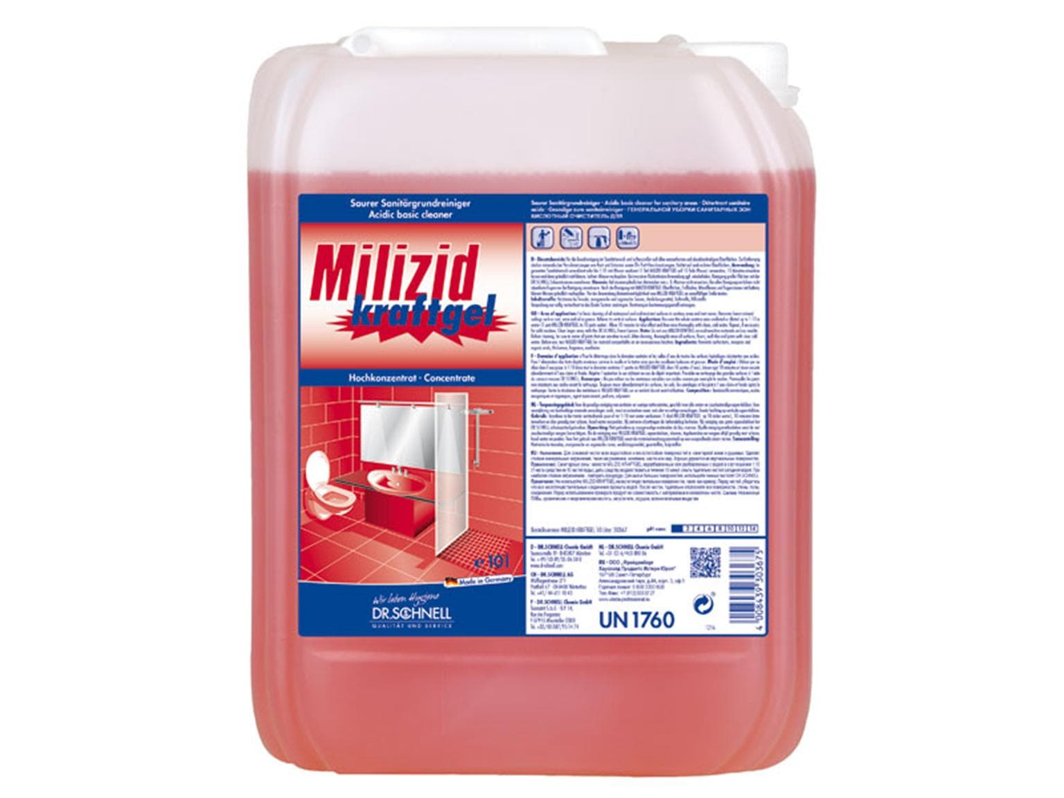 Milizid Kraftgel, Sanitärgrundreiniger sauer, entfernt extrem starke