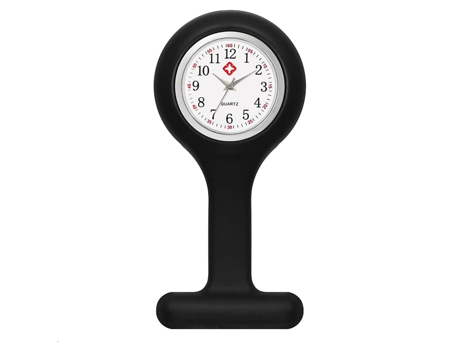 Schwesternuhr aus Silikon, schwarz, ø 4 cm rund, 8 cm lang