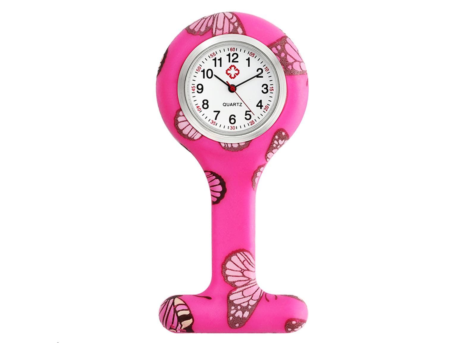 Schwesternuhr aus Silikon, "Butterfly", ø 4 cm, 8 cm lang