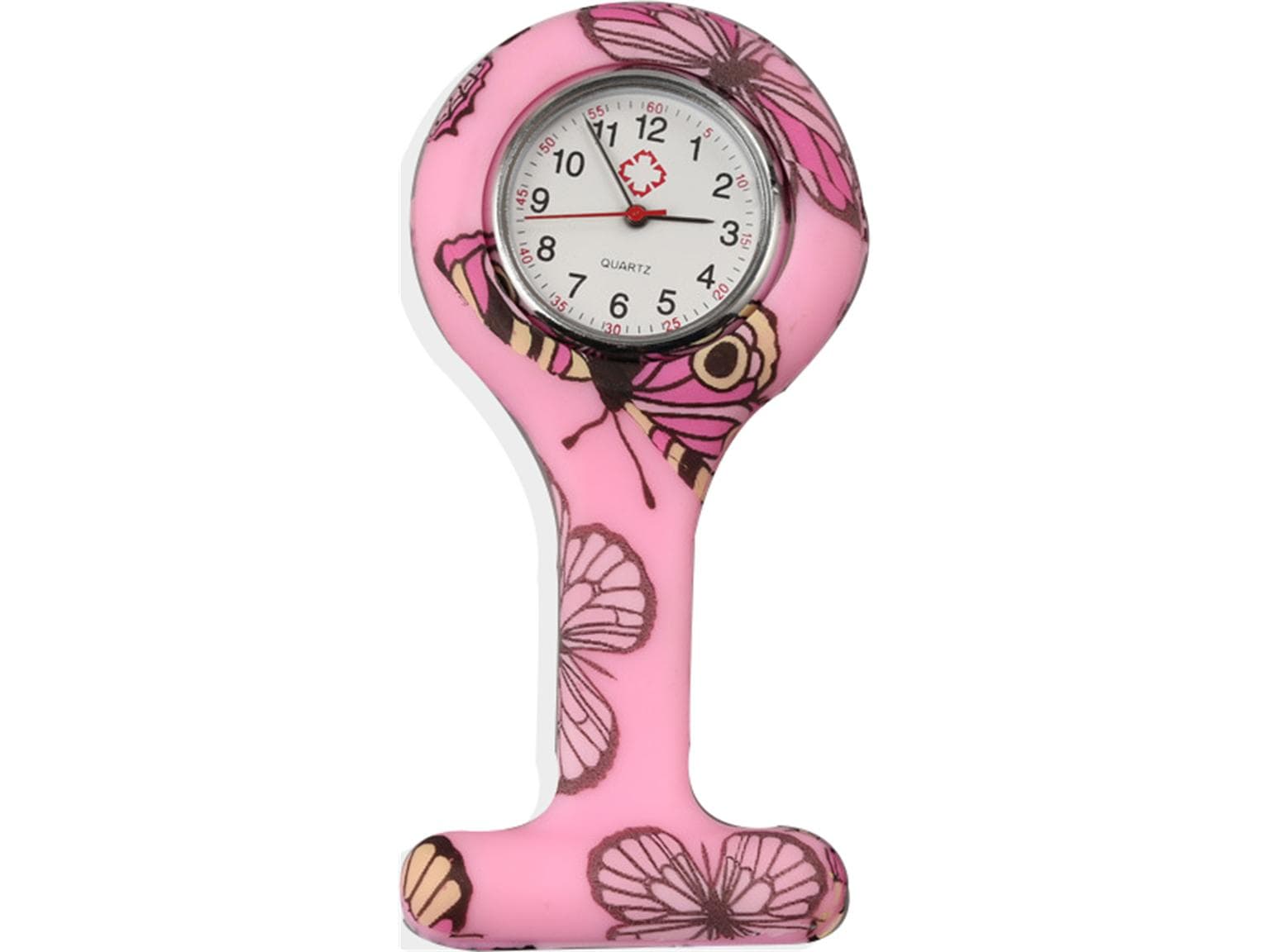 Schwesternuhr, Silikon, "Rose Butterfly" ø 4 cm, 8 cm lang
