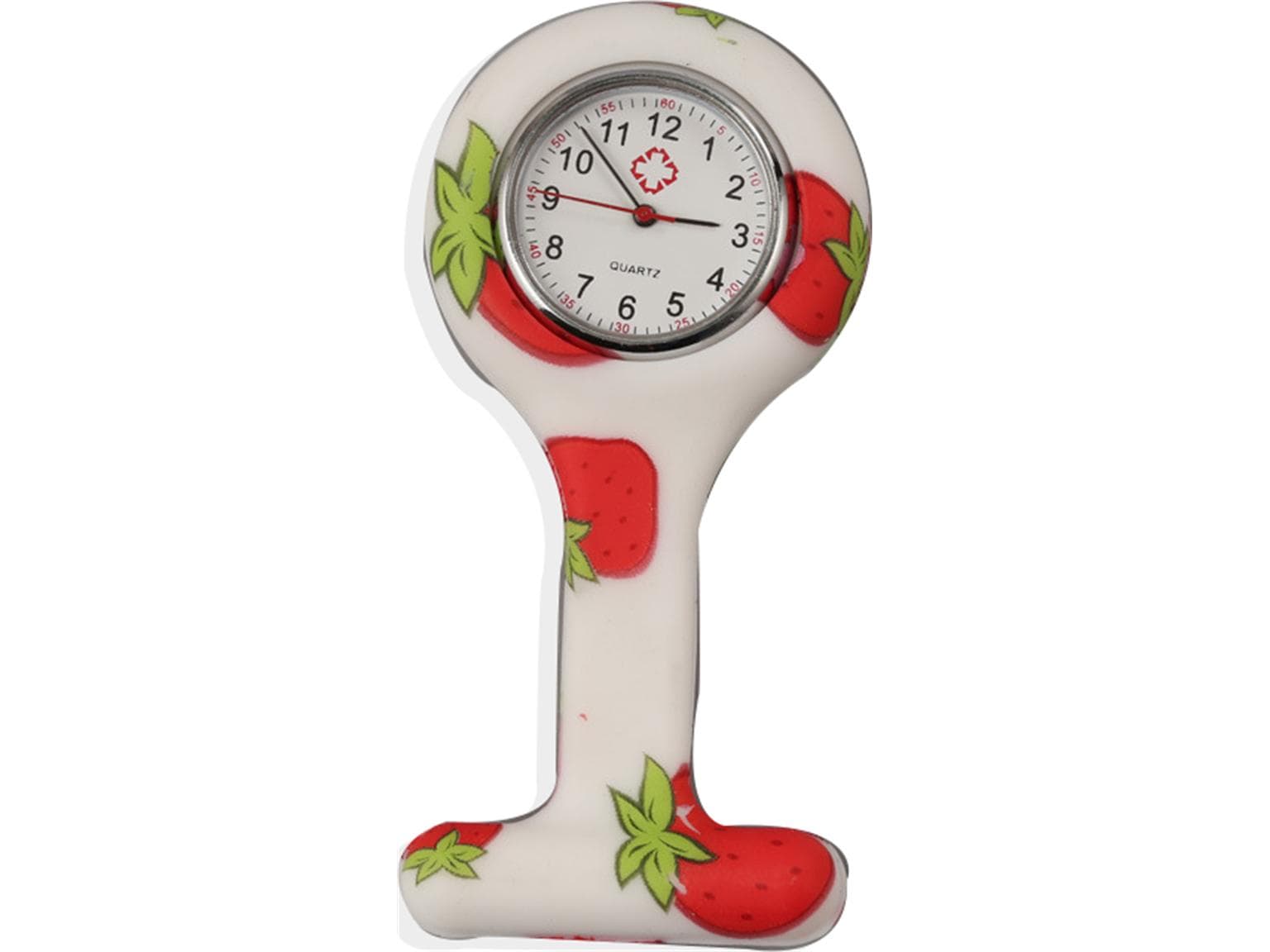 Schwesternuhr, Silikon, "Erdbeeren" ø 4 cm, 8 cm lang