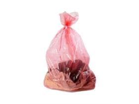 Wäschesack, mit wasserlöslichem Siegel- streifen, 71 x 76 cm, 30 µ, rot-transp.,