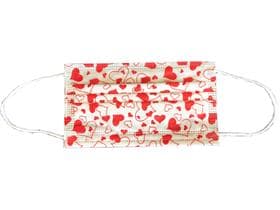 Mundschutzmasken 3-lagig, "Herz", Typ IIR, PP-Vlies, weisse Gummibänder,