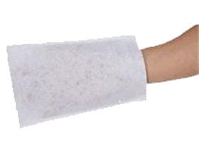 Waschhandschuh Airlaid 14.6 x 22cm,50gm2 weiss mit blauer PE-Innenbeschichtung