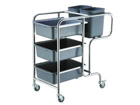 TROLLIES edelstahl Versorgungswagen mit Bremsen, 5 Plastikboxen