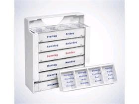 Tablettendispenser für 7 Tage, weiss, 10.5 x 3.9 x 12 cm