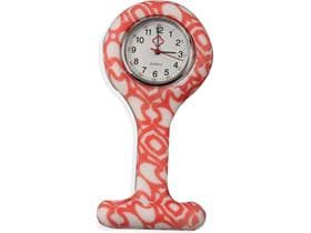 Schwesternuhr, Silikon, "Orange Shapes" ø 4 cm, 8 cm lang