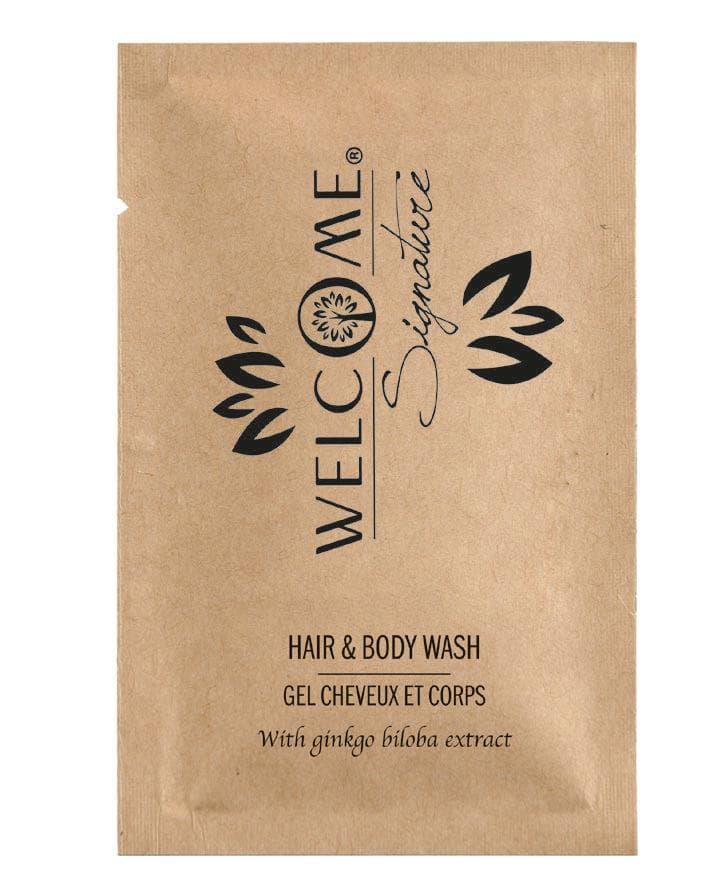 Welcome Hair & Body Wash, 10ml Gel, mit Ginkgo Biloba-Extrakt, transparent