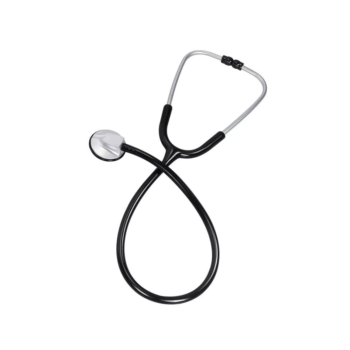 Flachkopf-Stethoskop Deluxe, schwarz, mit 60 cm langem Y-Schlauch und Ersatz-