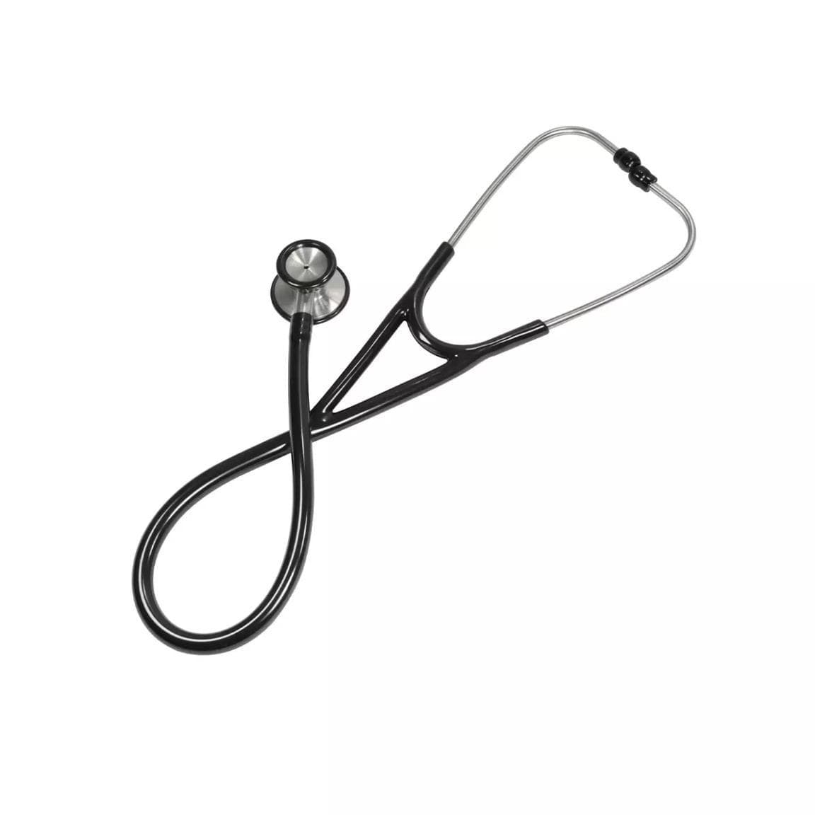 Doppelkopf-Stethoskop Deluxe, schwarz, Flachkopf Stehoskop mit 56cm langem