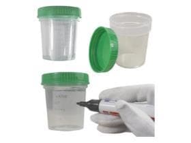 Urinprobebecher mit grünem Schraub- verschluss, Polypropylen, Inhalt 100 ml