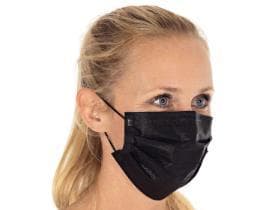 Mundschutzmaske, PP, 3-lagig, schwarz, Typ II, EN 14683, mit Ohrschlaufen,