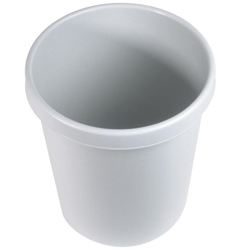 Papierkorb Helit, 30 Liter, lichtgrau, mit umlaufendem Griffrand