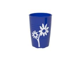 Becher mit Antirutsch-Trick Blume, Material: SAN, 250 ml, blau/weiss