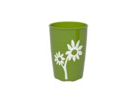 Becher mit Antirutsch-Trick Blume, Material: SAN, 250 ml, grün/weiss