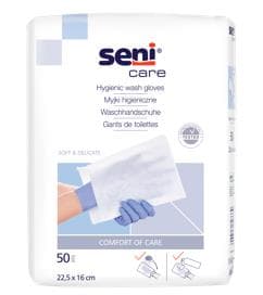 Seni Waschhandschuh,foliert,16,5 × 23 cm saugfähig, zum einmaligen Gebrauch