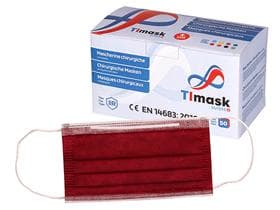 Mundschutzmasken 3-lagig bordeaux, Typ IIR, PP-Vlies, weisse Gummibänder,