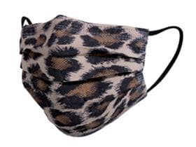 Mundschutzmasken 3-lagig, "Leopard", Typ IIR, PP-Vlies, schwarze Gummibänder,