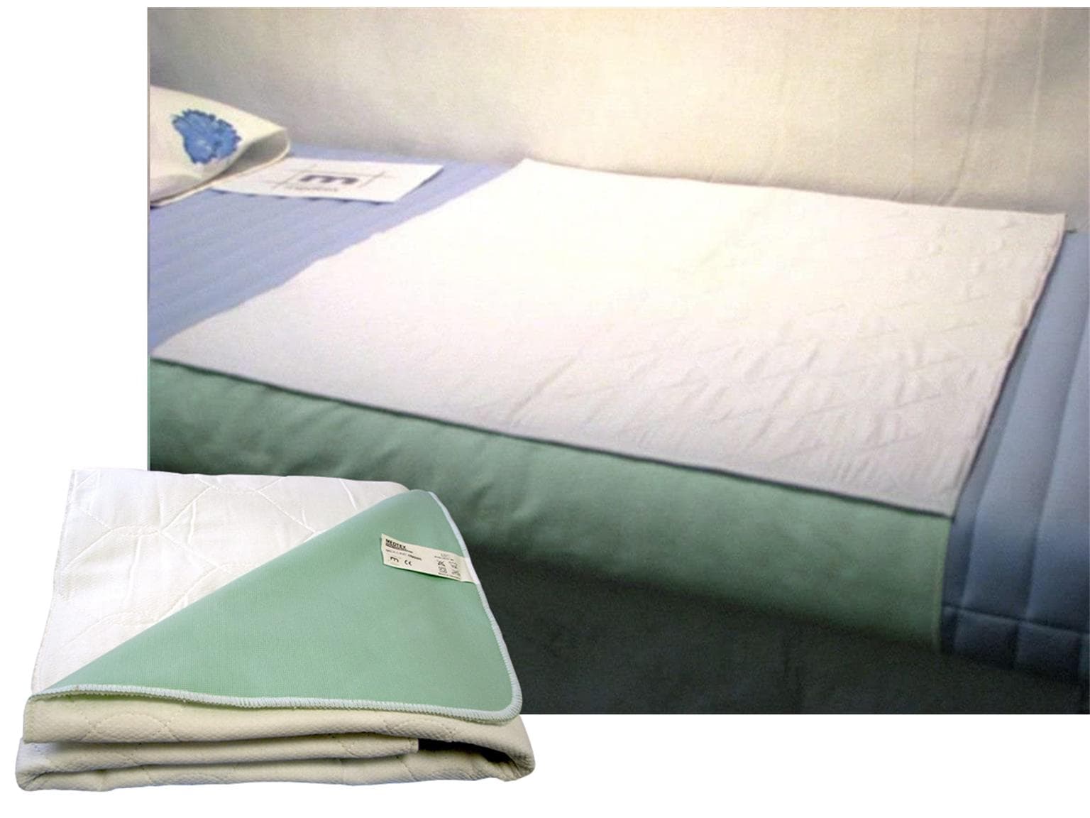 MEDTEX Bettenunterlagen grün mit Flügeln, 85 x 90 cm, waschbar