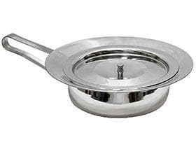 Steckbecken aus Edelstahl mit Deckel, Höhe: 8.5cm, Durchmesser: ca. 310 mm