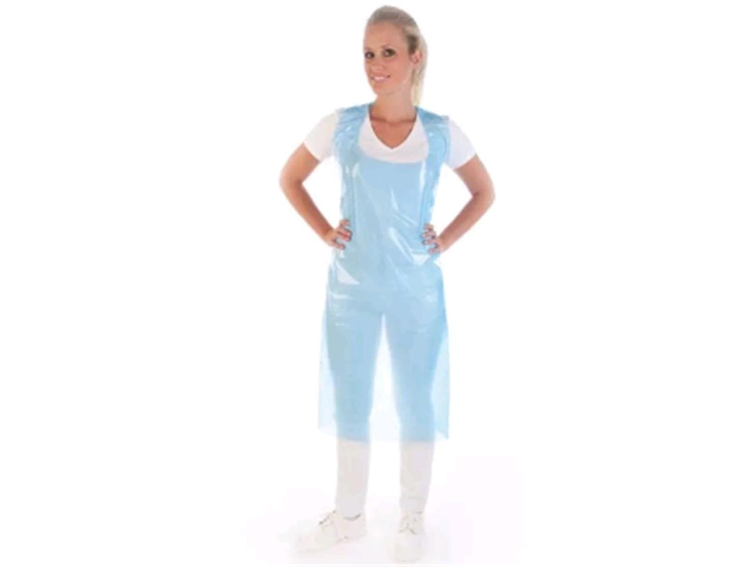 Einwegschürzen geblockt, LDPE geprägt, blau, wasserabweisend, 60 µm