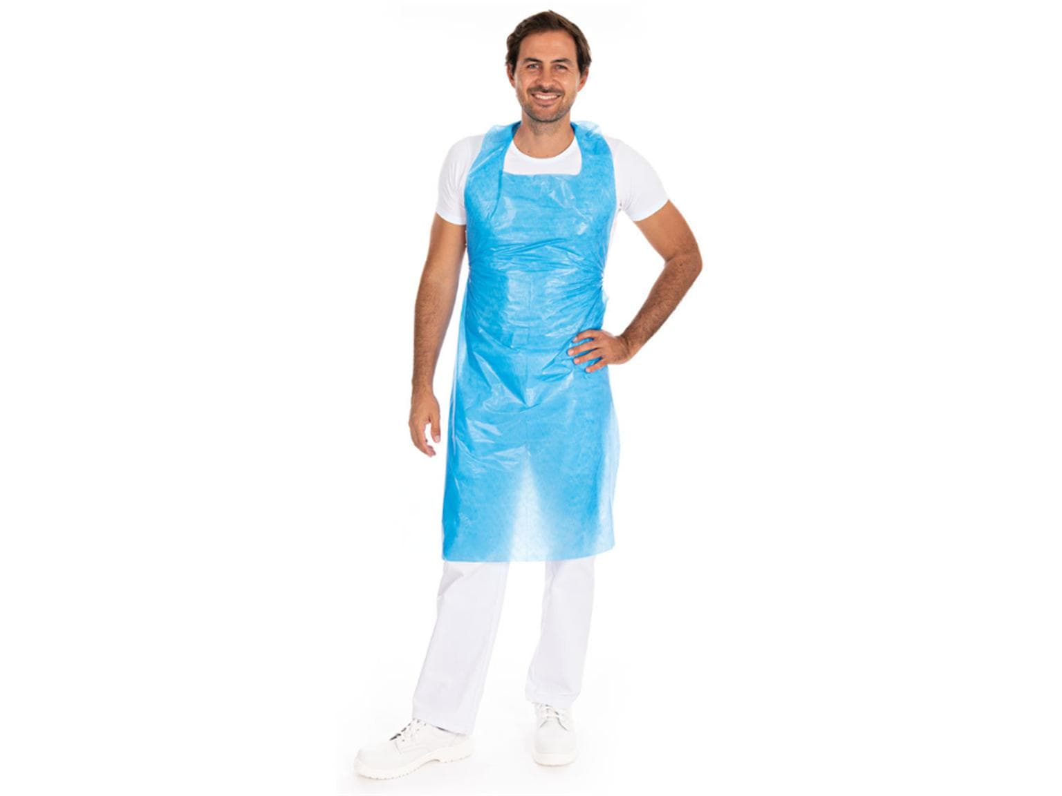 LDPE-Schürzen, 140 x 75 cm, blau wasserdicht, sehr dehnbar, 20 my