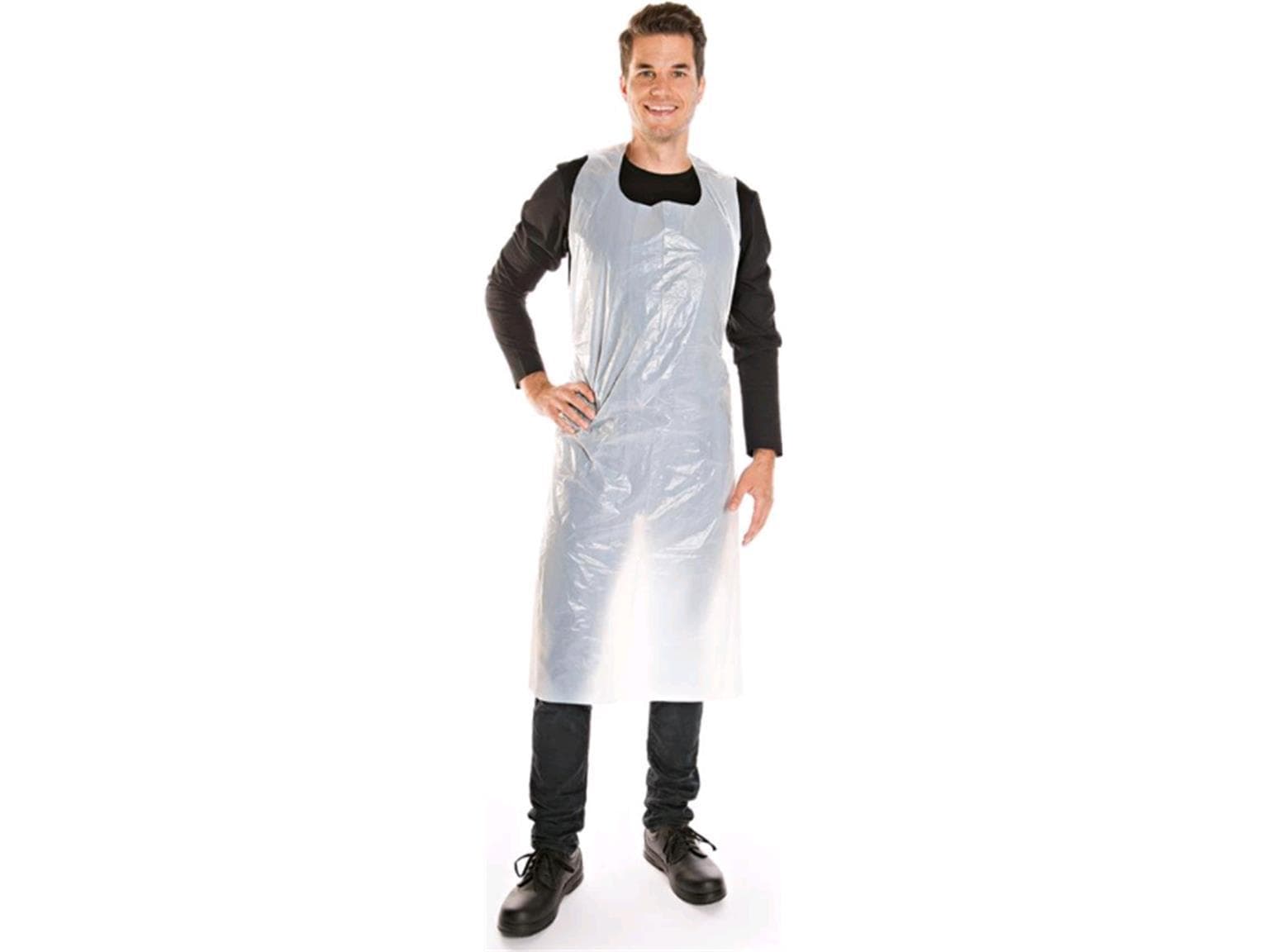 LDPE-Schürzen, 125 x 70 cm, weiss wasserdicht, sehr dehnbar, 20 my