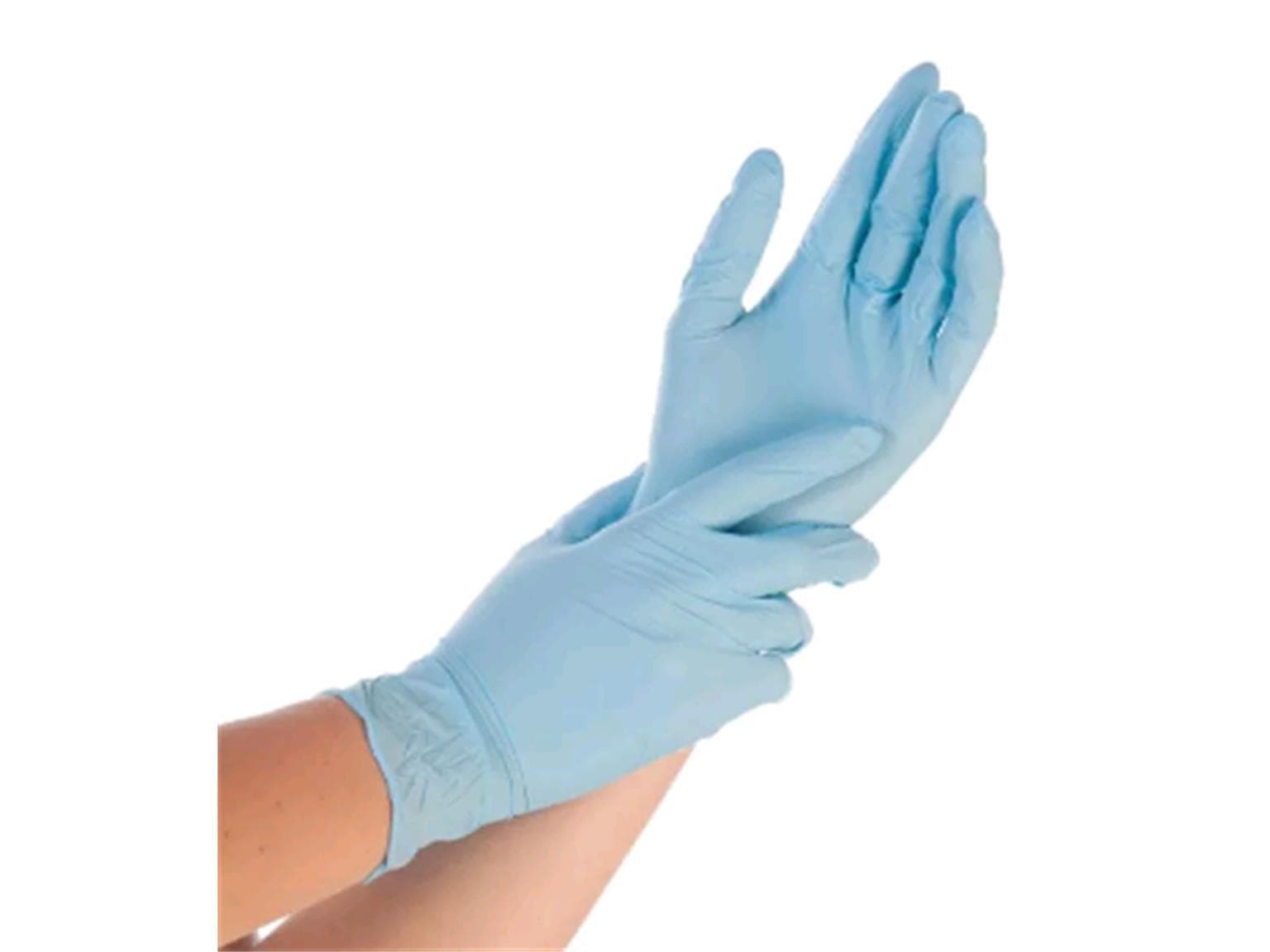 Nitril-Handschuhe Grösse L, puderfrei, blau, Länge 24 cm