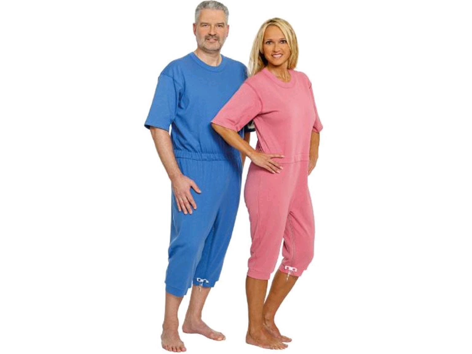 Pflegeoverall mit Bein-Reissverschluss Grösse XXL, Blau, waschbar bis zu 60°C