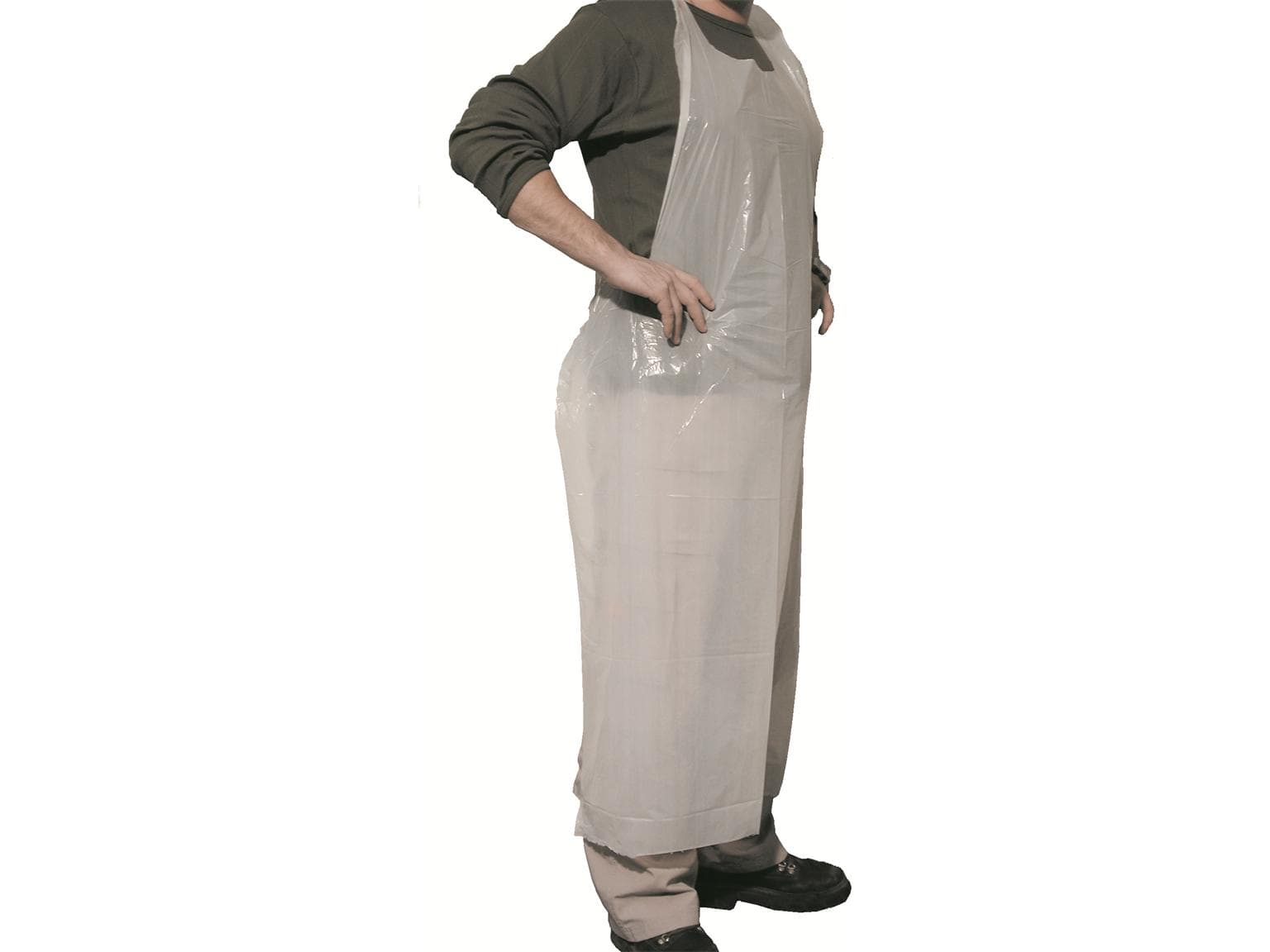 Einweg-Plastikschürzen 120 x75 cm weiss, wasserdicht, 35 my