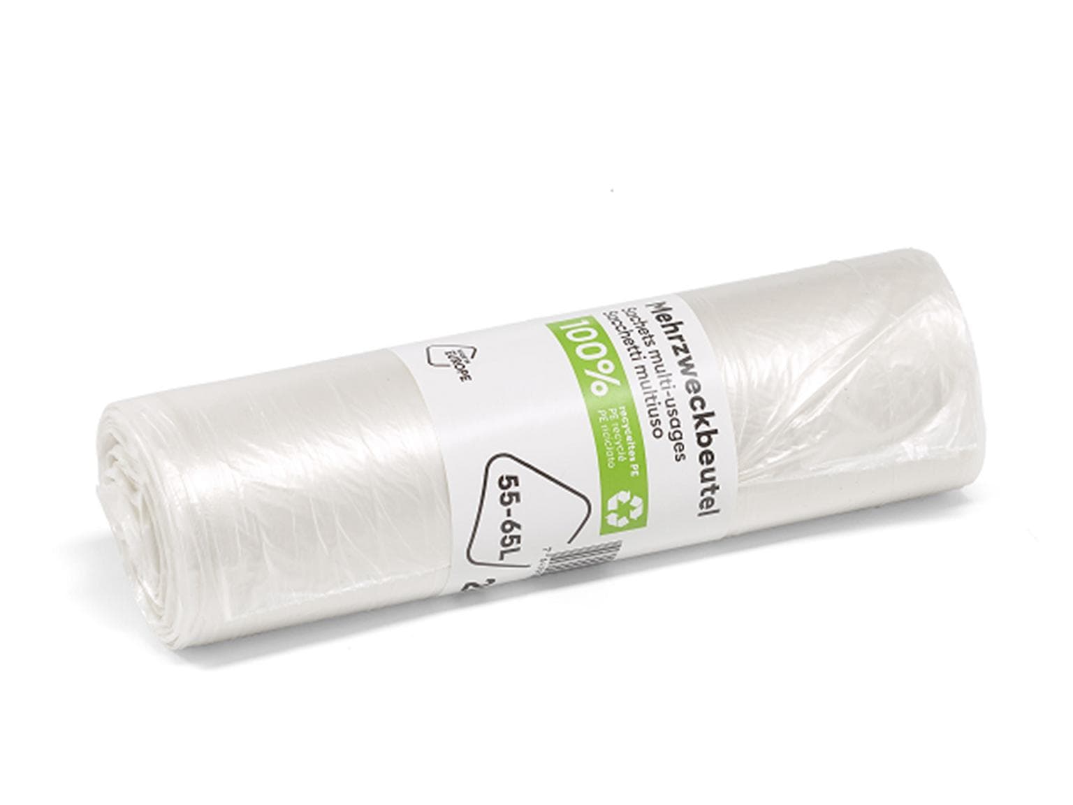 Einlagebeutel 8 my, 50-65 Liter transparent, 600 x 770 mm, Recycling