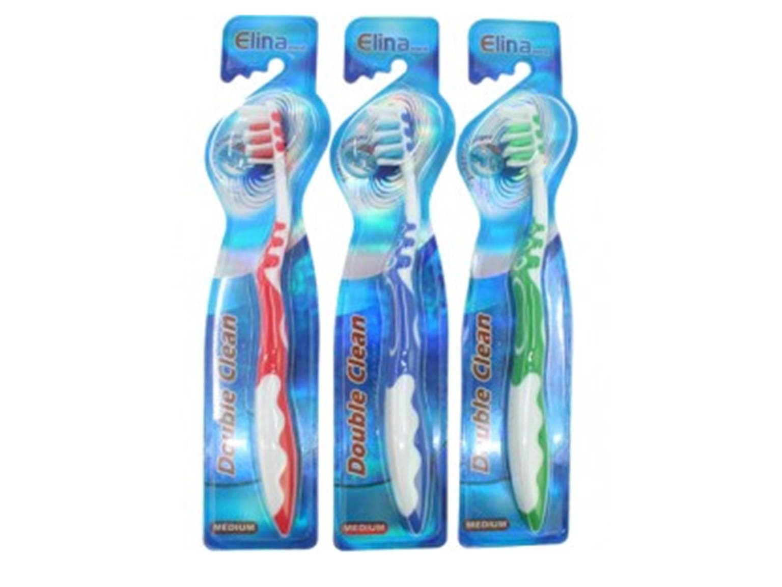 Zahnbürsten Elina Double Clean, medium, Multikopf 1er m. Zungenreiniger,