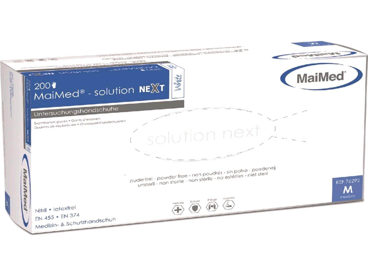 Handschuhe Nitril "Solution Next" Grösse L, weiss, puderfrei, unsteril