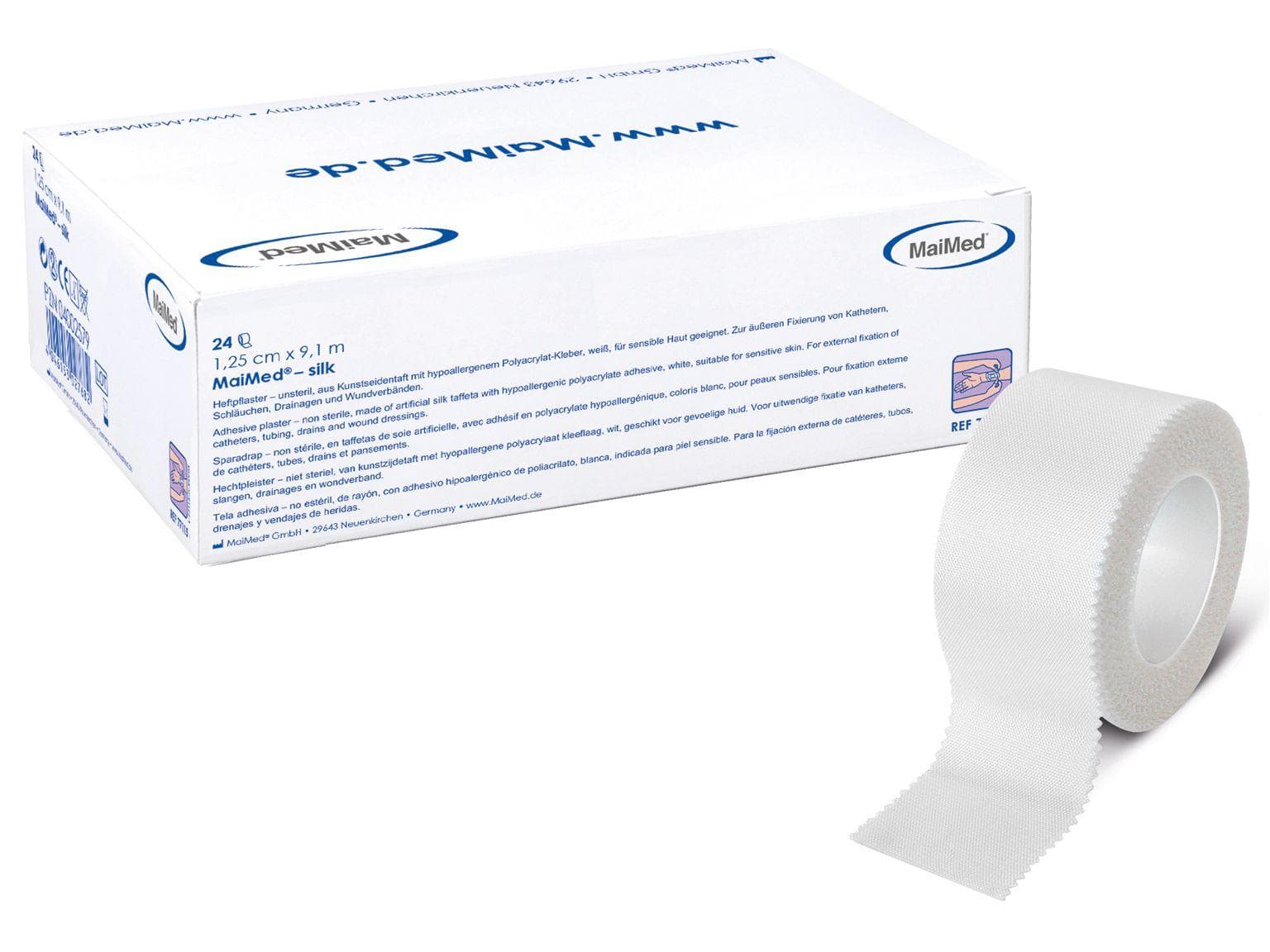 Maimed-silk, Rollenpflaster, weiss, 5 cm x 9.1 m, latexfrei