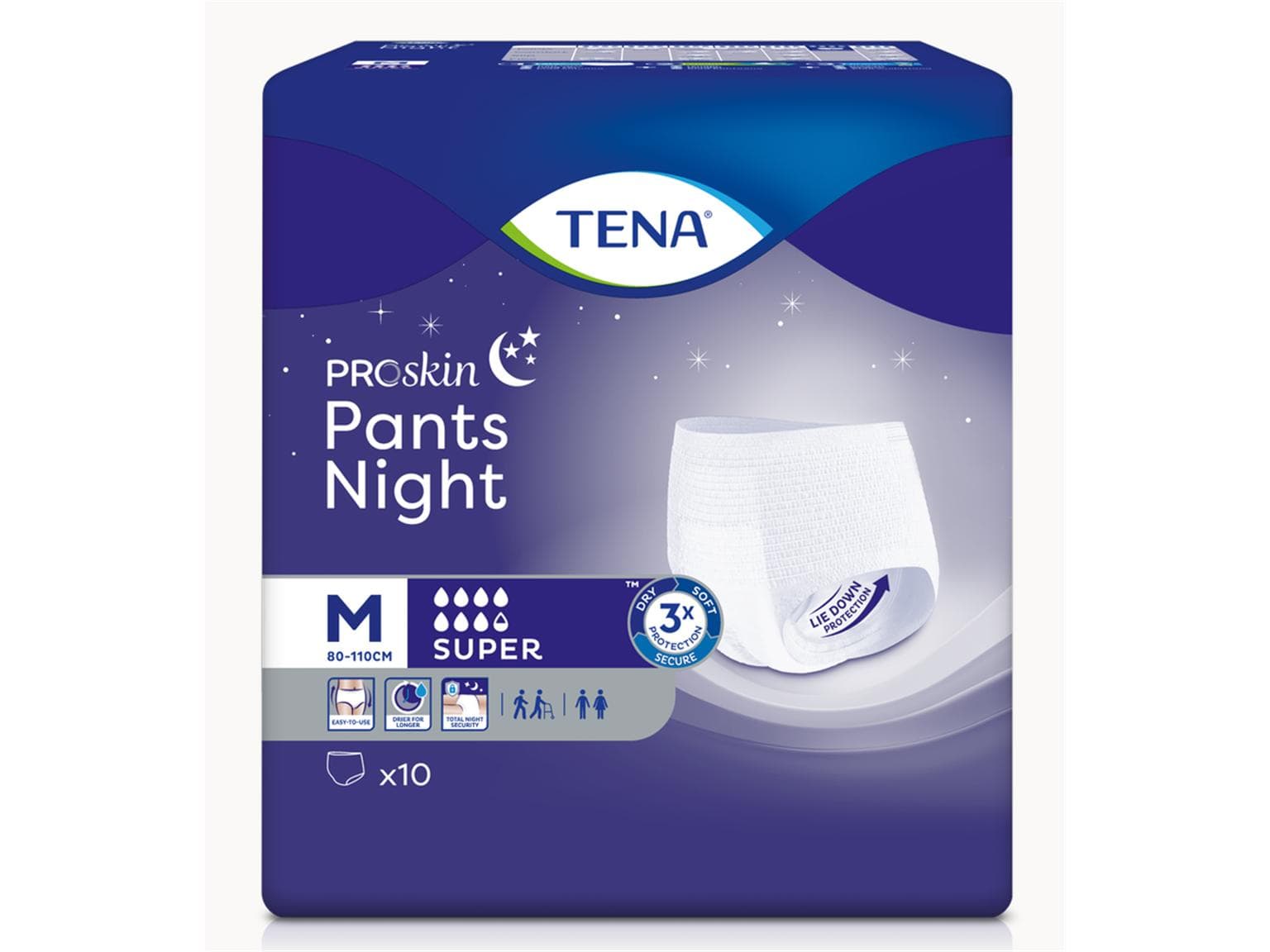 TENA Pants Night Super M, 2010 ml Passend für Hüftumfang 80 - 110 cm