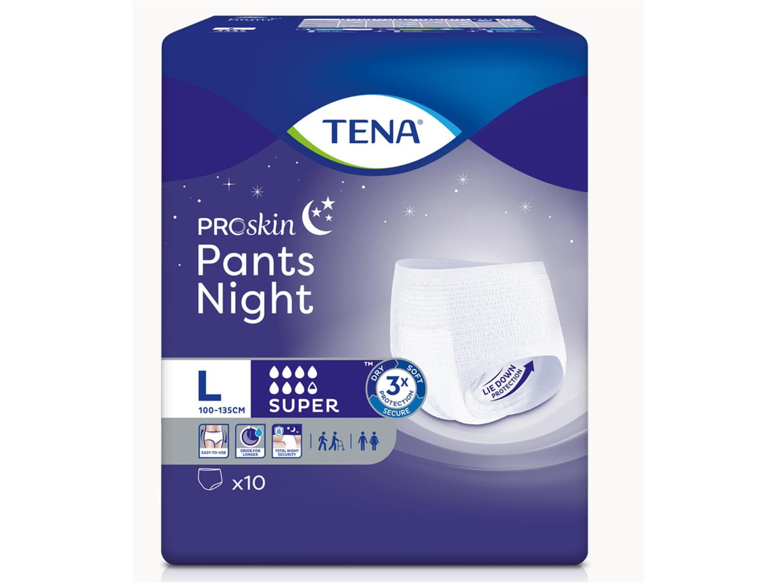 TENA Pants Night Super L, 2010 ml Passend für Hüftumfang 100 - 135 cm