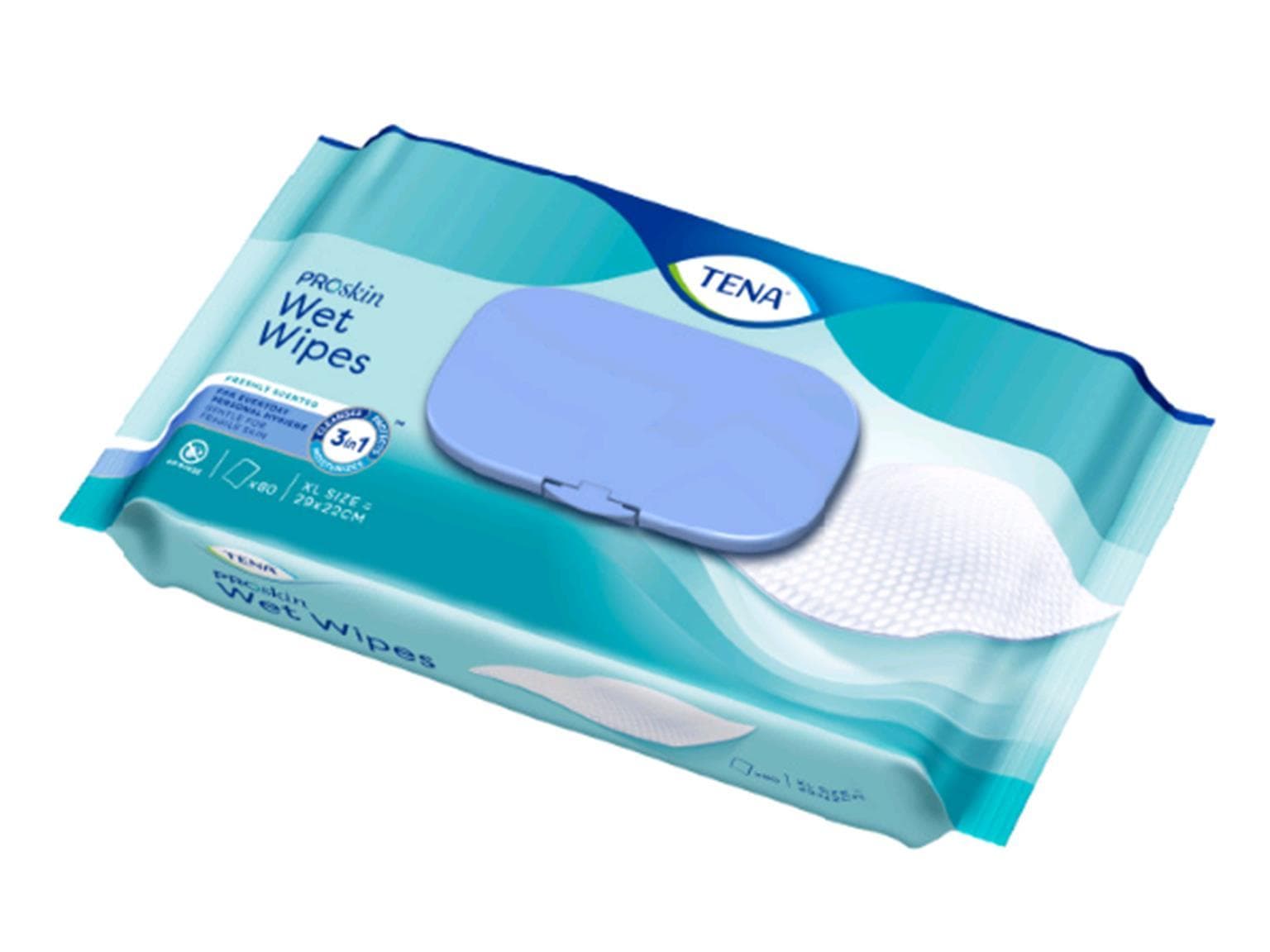 Tena Wet Wipes 3-in-1 Tücher feuchte, alkoholfreie, leicht duftende