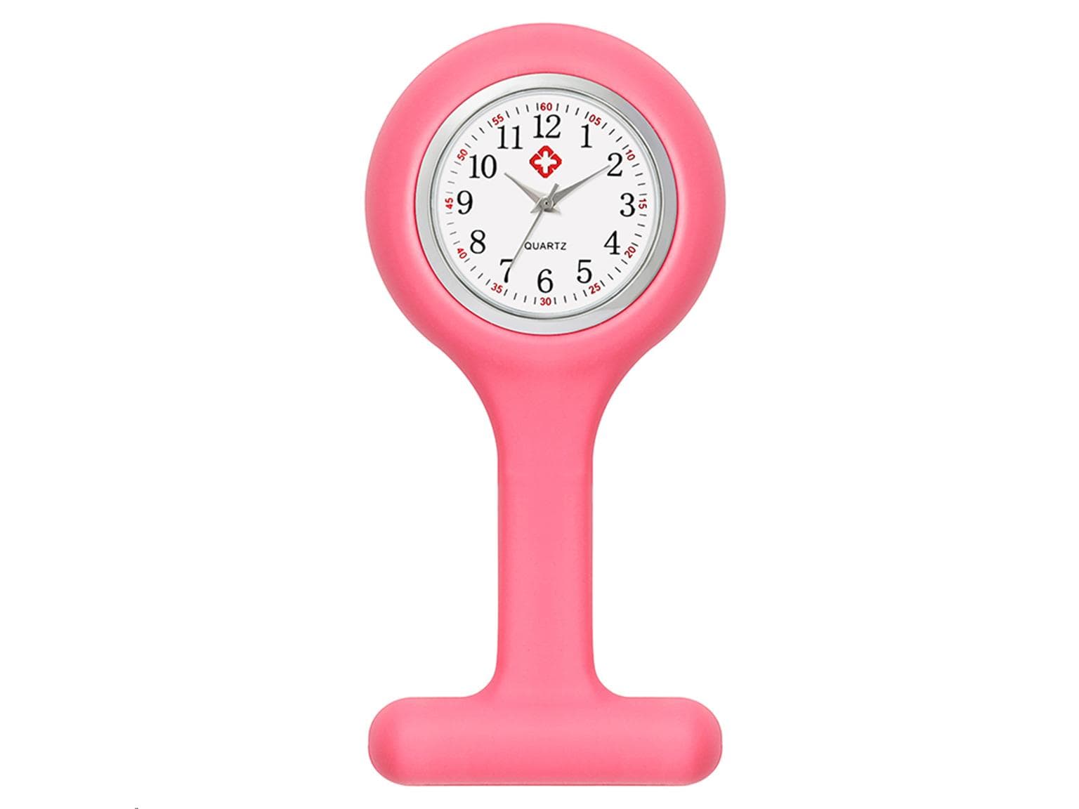 Schwesternuhr aus Silikon, rosa, ø 4 cm rund, 8 cm lang