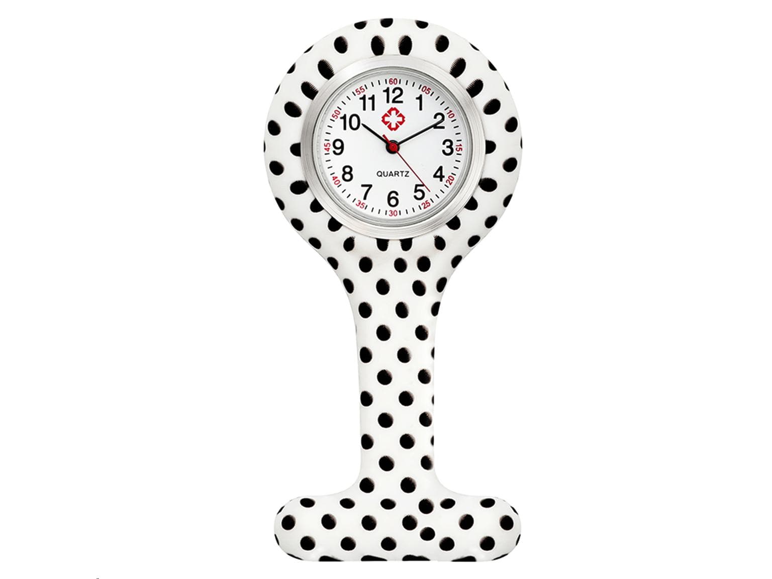 Schwesternuhr aus Silikon, "Black Dots", ø 4 cm, 8 cm lang