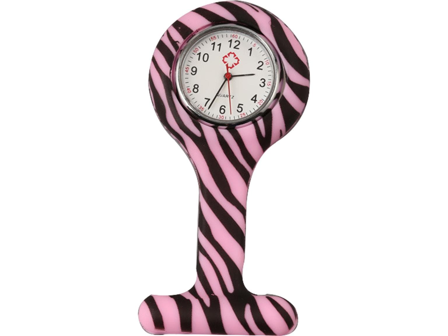 Schwesternuhr, Silikon, "Pinkzebra" ø 4 cm, 8 cm lang