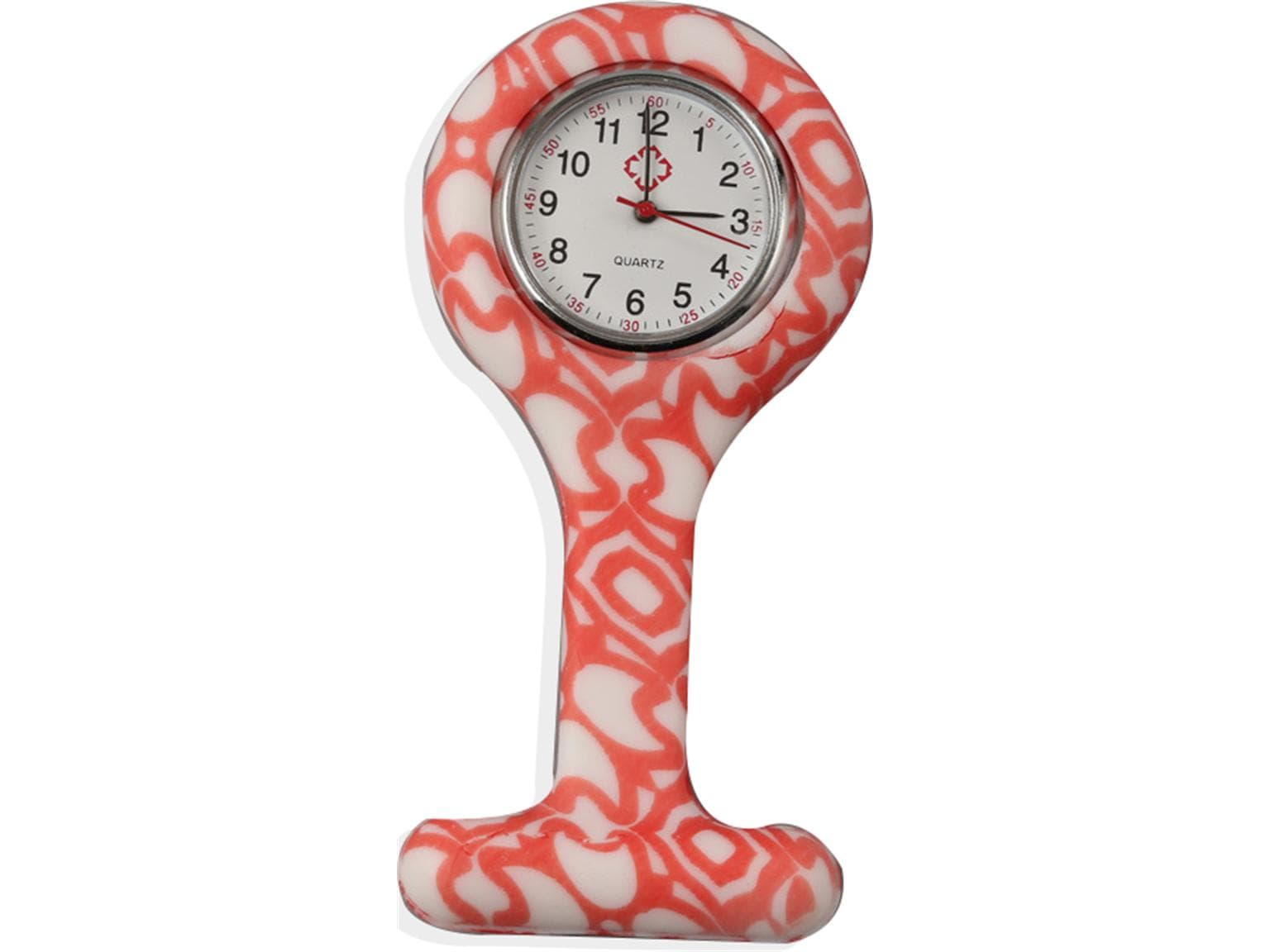 Schwesternuhr, Silikon, "Orange Shapes" ø 4 cm, 8 cm lang