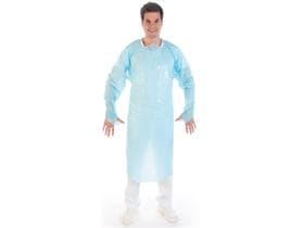 Untersuchungskittel mit Daumenloch, aus CPE, ca. 22 my, Grösse XL, blau,